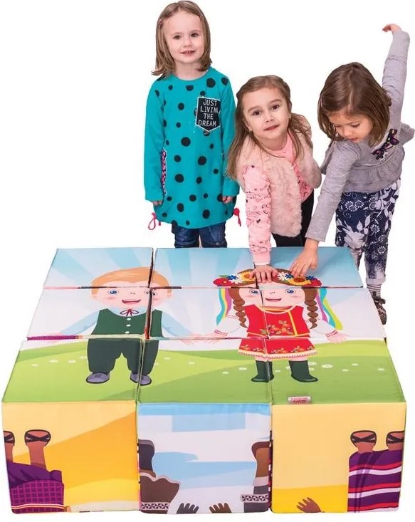 Zestaw piankowych kostek edukacyjnych Puzzilo - Dzieci Świata