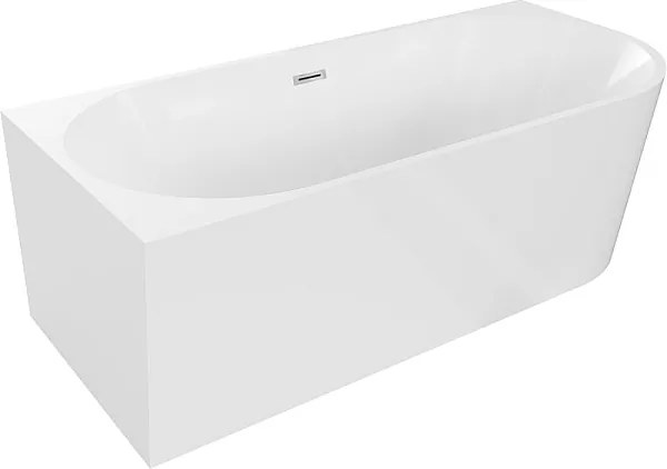 Mexen Mia wanna wolnostojąca narożna lewa 160 x 80 cm, biała, przelew chrom - 52691608000L-01