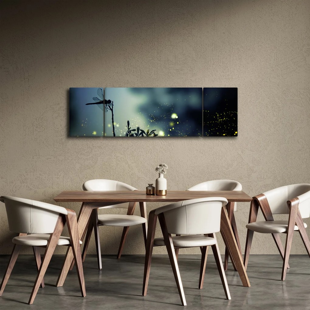 Obraz - Ważka w błyszczącej nocy (170x50 cm)