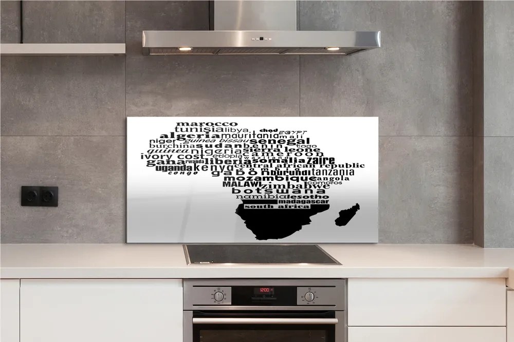 Panel szklany do Kuchni Czarno-Białe Typograficzne Napisy