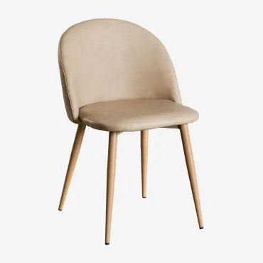 Zestaw 4 Krzeseł Jadalnych Kana Obitych Skórą Ekologiczną Marrón Trigo & Natural Wood - Sklum