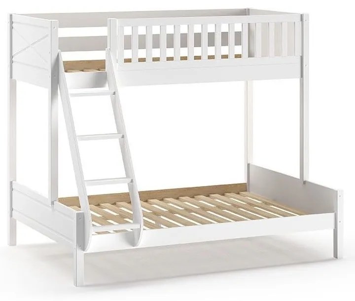 Białe piętrowe łóżko dziecięce 140x200/90x200 cm Scott – Vipack