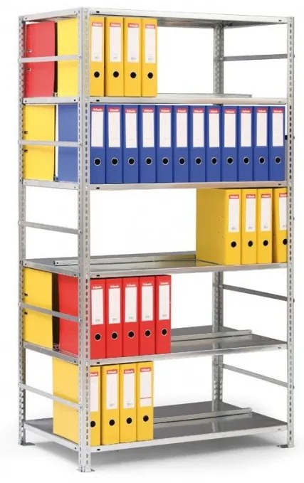 Regał na segregatory COMPACT, 6 półek, 1850x750x600 mm, ocynk, podstawowy