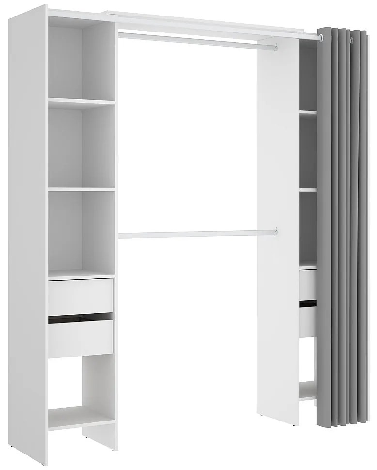 Garderoba rozsuwana z zasłoną - szer. 110/178 cm - Biały - LONAZA