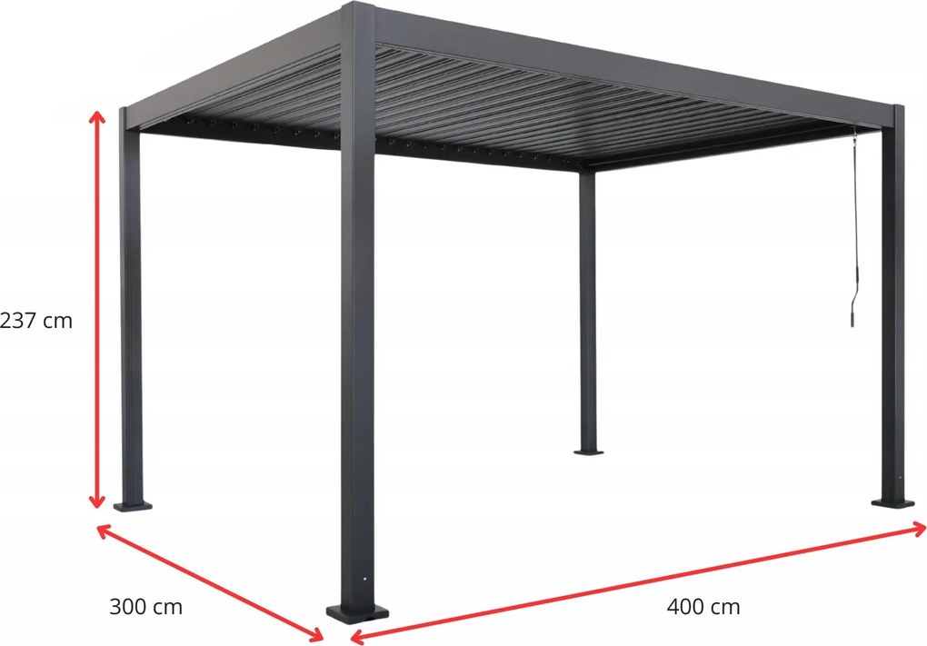 Pergola ogrodowa lamelowa 3x4 m antracyt XT-3653 regulowany dach