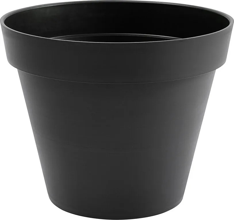 Okrągła donica Toscane Ø48 cm antracytowa z polipropylenu, odporna na mróz i UV, 43 L, produkcja francuska