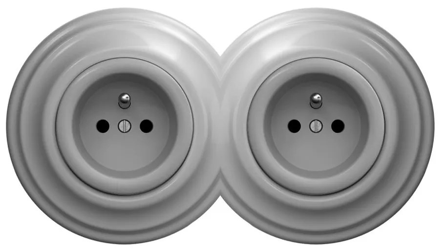 Kliklap - Podwójne gniazdko retro z ramką 230V szare