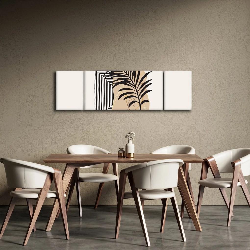 Obraz - Abstrakcja z tropikalnymi liśćmi N⁰3 (170x50 cm)