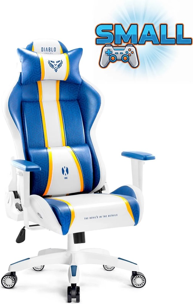 Fotel gamingowy młodzieżowy Diablo X-One 2.0 Small Size, kolor Aqua Blue
