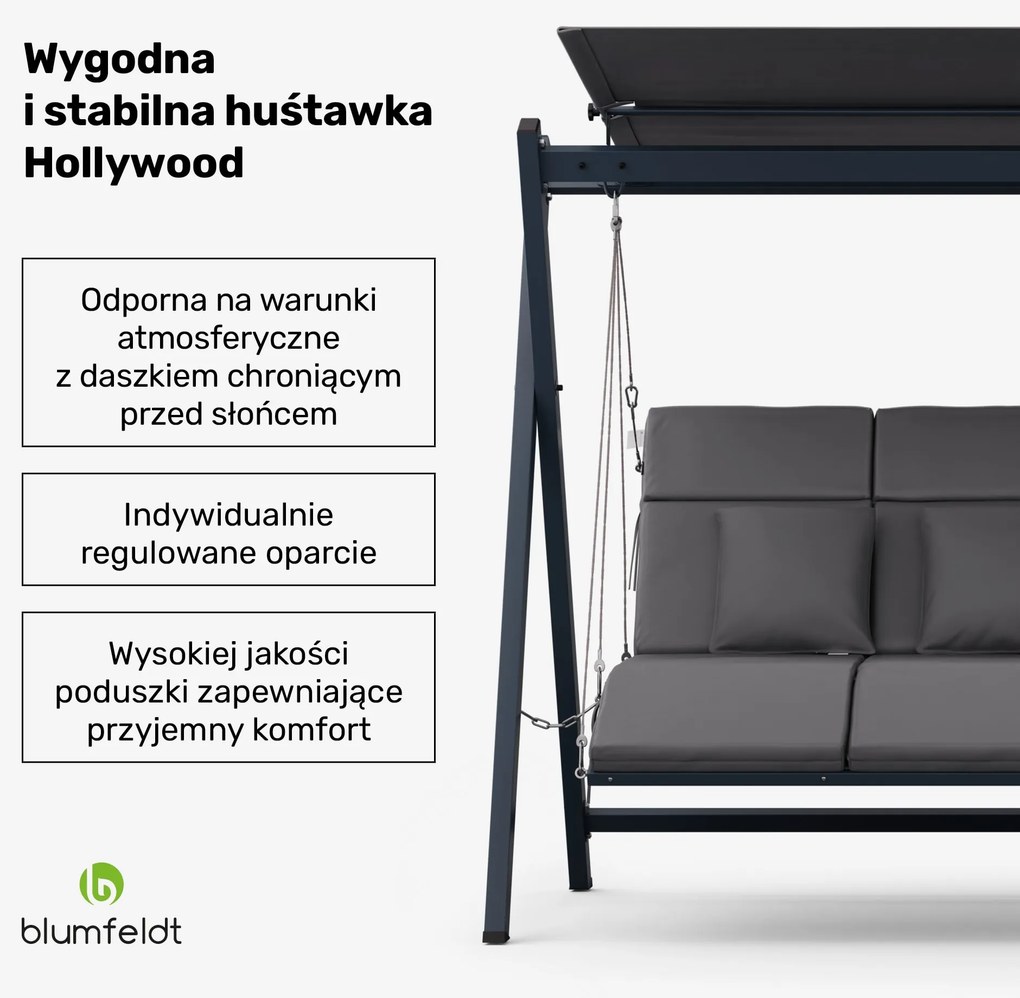 Blumfeldt FlexiSwing Huśtawka ogrodowa w stylu Hollywood