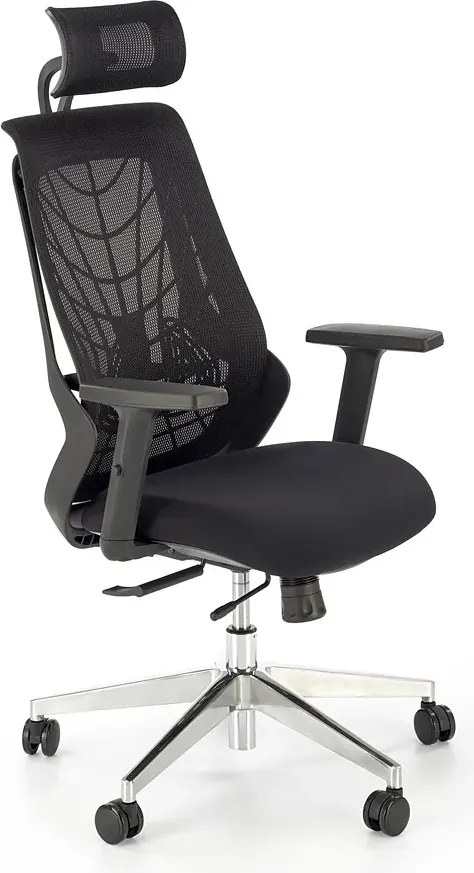 Czarny fotel ergonomiczny zgodny z rozporządzeniem MR i PS z 2023r. F1-F25