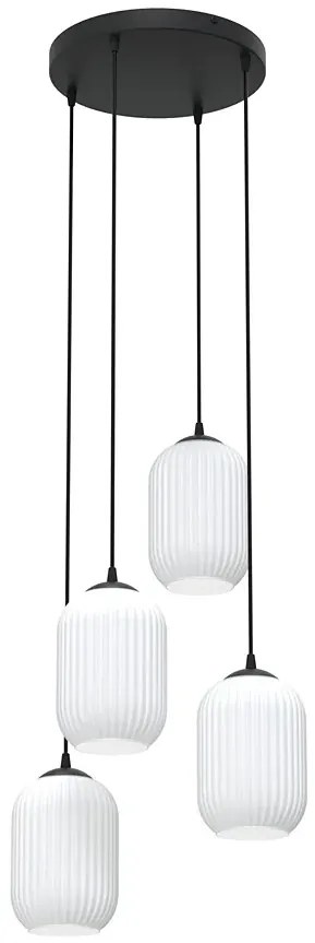 Poczwórna lampa wisząca z mlecznymi kloszami - D165-Cavisa