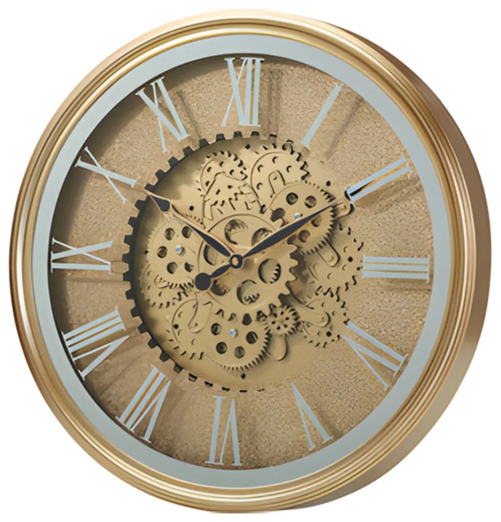 Złoty zegar ścienny z widocznym mechanizmem obrotowym VERTEX, Ø 50 cm