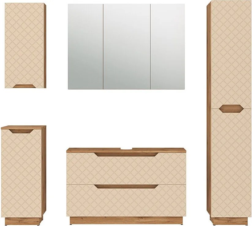 Zestaw mebli łazienkowych dąb/kaszmir ze strukturą płytek 99.4x32x62.5 lotta