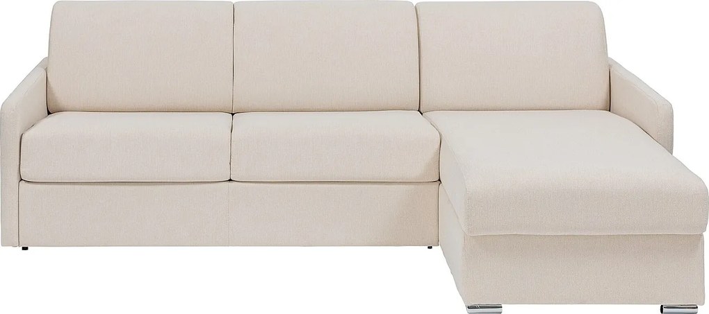Kanapa narożna dwustronna rozkładana typu express z beżową tapicerką - Miejsce do spania 160 cm - Materac 14 cm - CALIFE