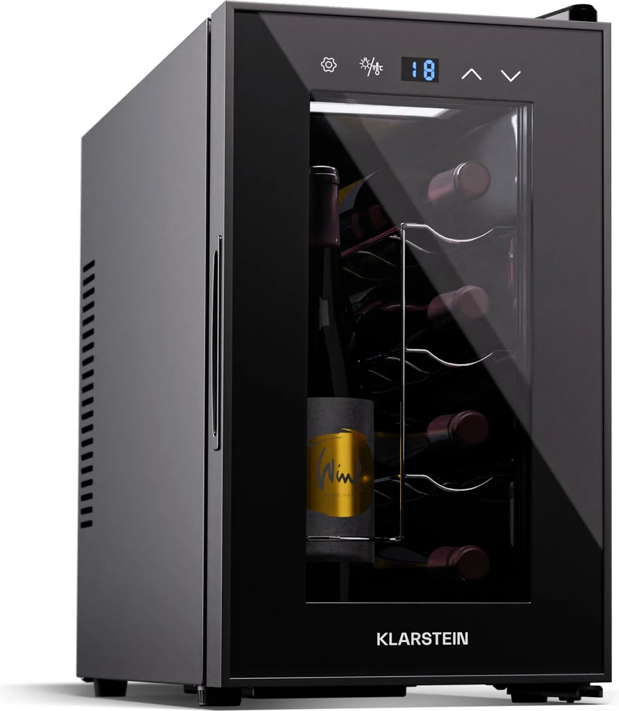 Klarstein Shiraz 26.5cm 8 Butelek Winiarka Wolnostojąca Czarny