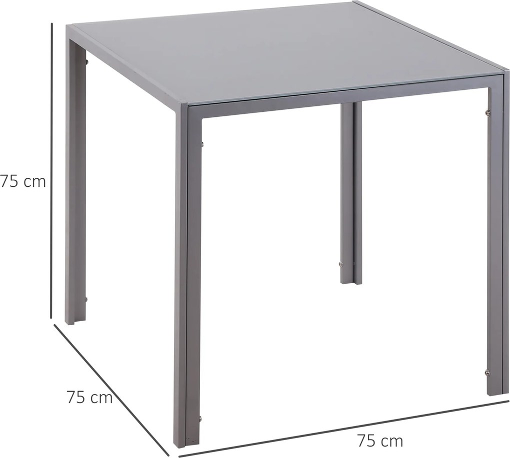 HOMCOM Stół Jadalniany Kwadratowy dla 4 Osób Hartowane Szkło Elegancja i Styl Kolor Szary | Aosom PL