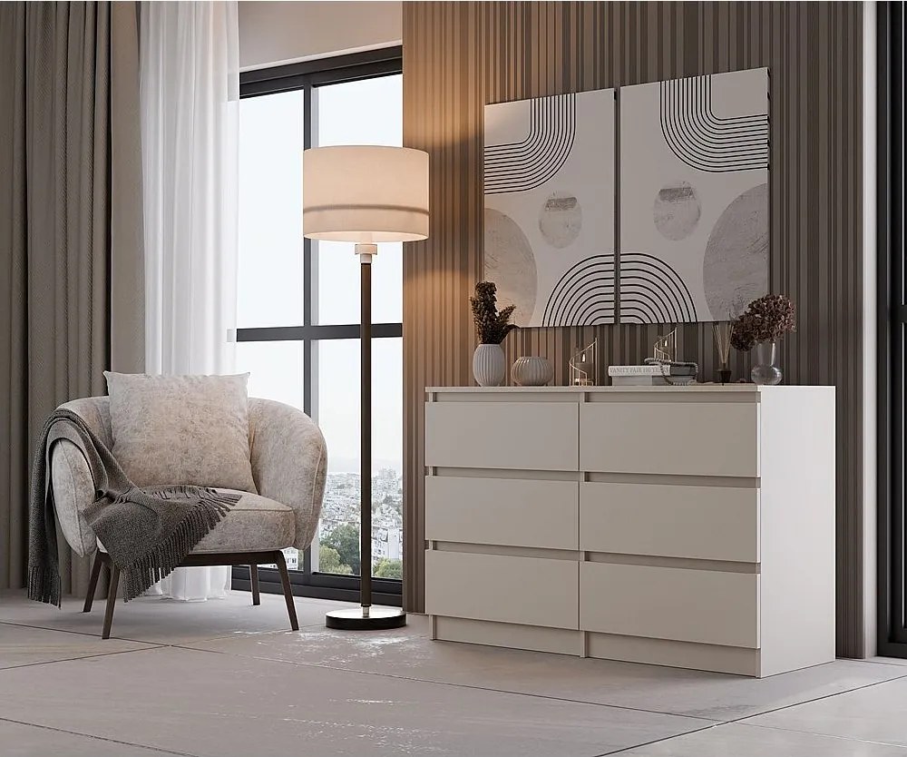 Komoda Malwa M6/120 |  Kaszmir | 120x30x75 cm | Nowoczesna 6 Szuflad