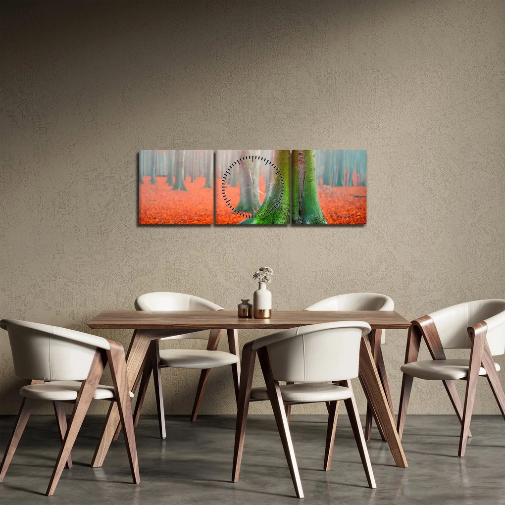 Obraz drzew (z zegarem) (90x30 cm)