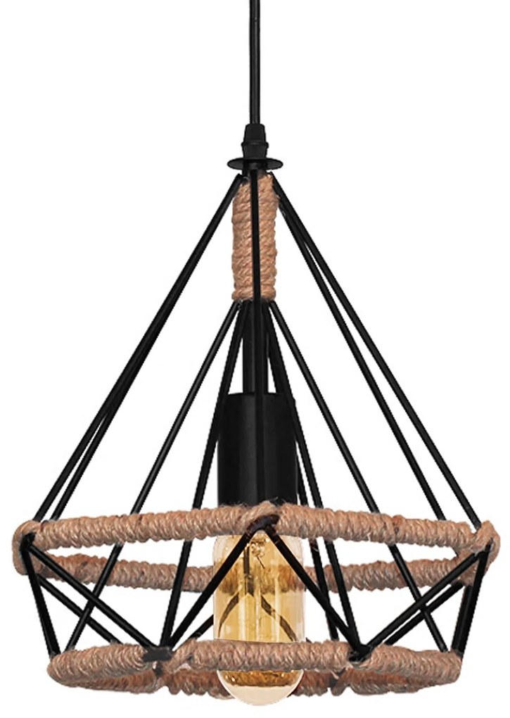 Lampa sufitowa geometryczna wisząca w stylu loft boho sznur APP679-1CP