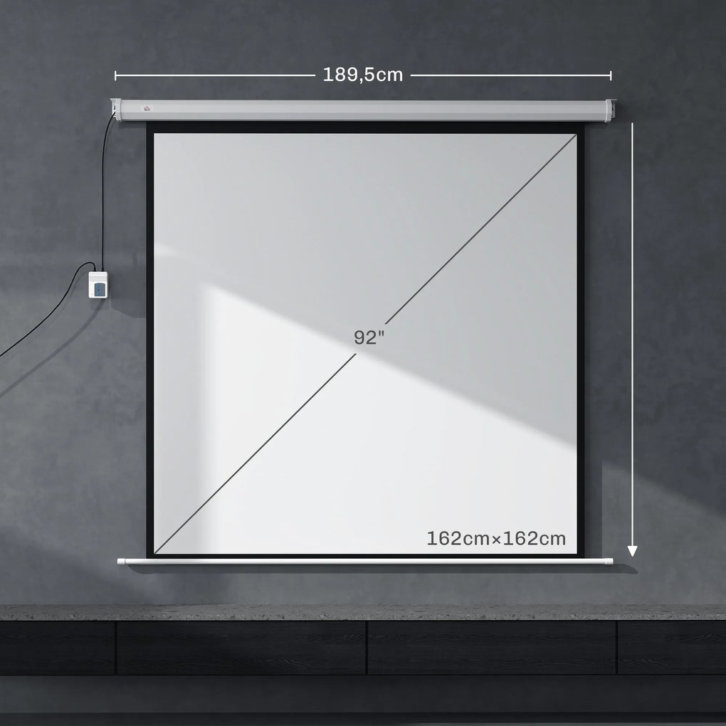 HOMCOM Ekran projekcyjny 189,5 x 189,5 cm 234 cm 1:1 HD 4K Rollo-ekran dla kina domowego dla kina domowego Prezentacje biurowe | Aosom PL