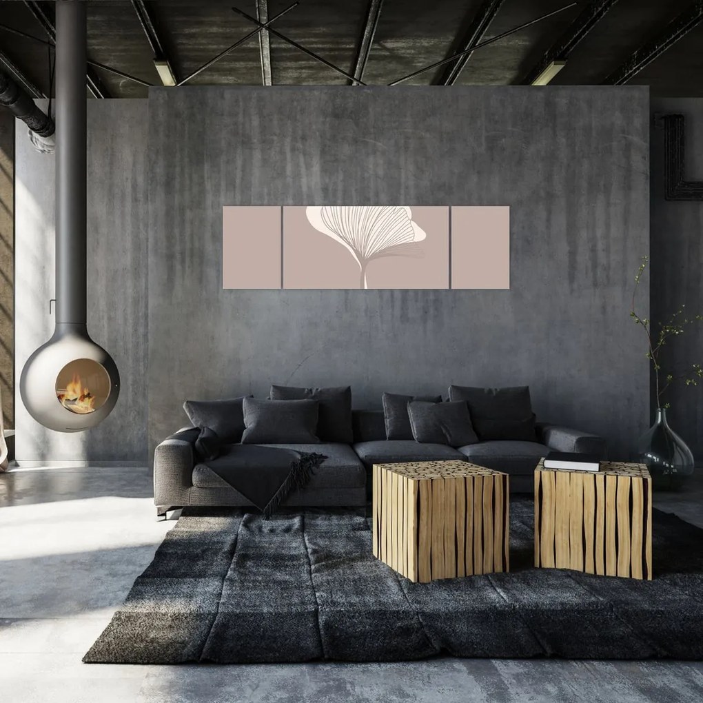 Obraz - Beżowe liście N⁰3 (170x50 cm)