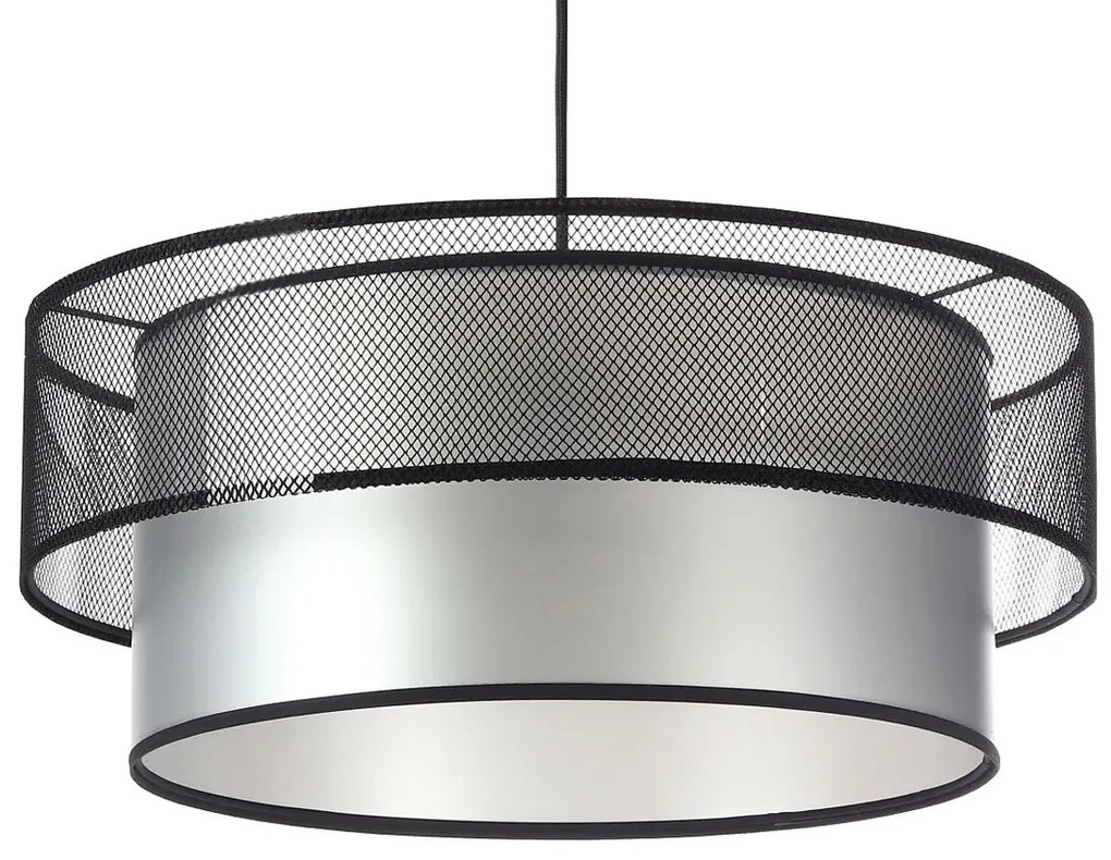 Srebrno-czarna okrągła lampa wisząca z siatką - 17X S421 M8-Z40