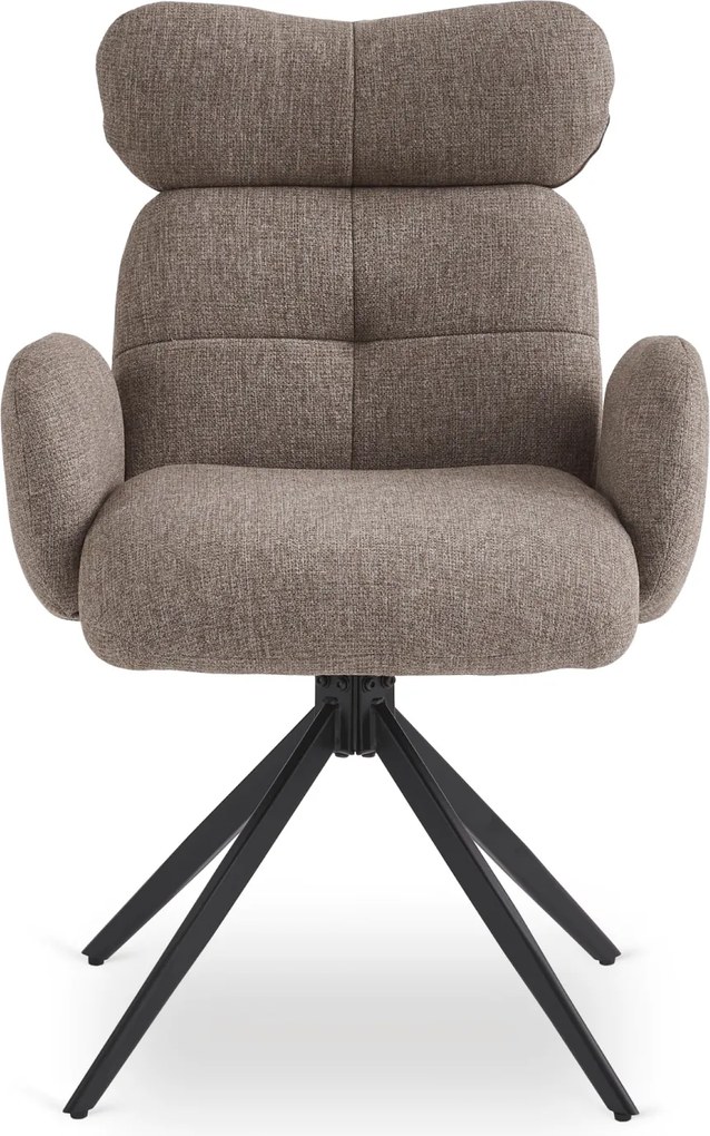 Krzesło Tapicerowane Obrotowe ALVARO Brązowe Nowoczesne