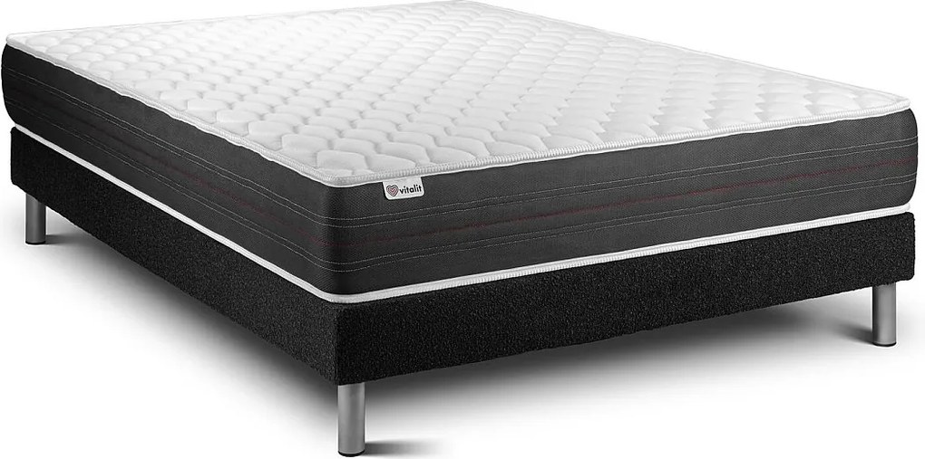 lózka z materacem VITAL SPRING 150 x 200 cm Rama lózka Czarny