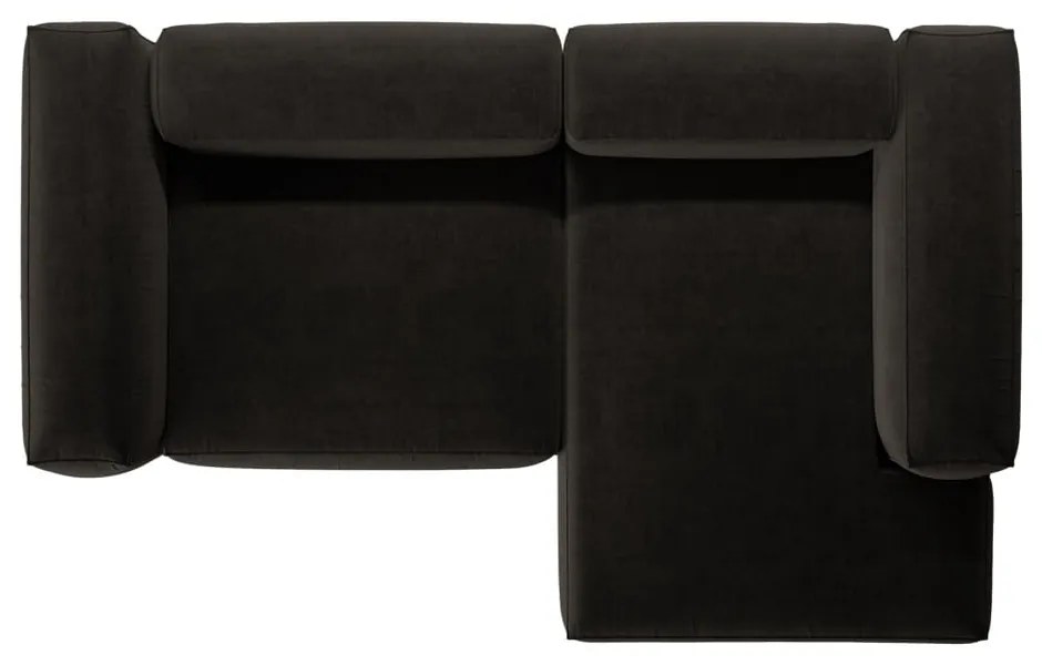 Czarny narożnik (prawostronny/z szezlongiem) Bergano – Cosmopolitan Design