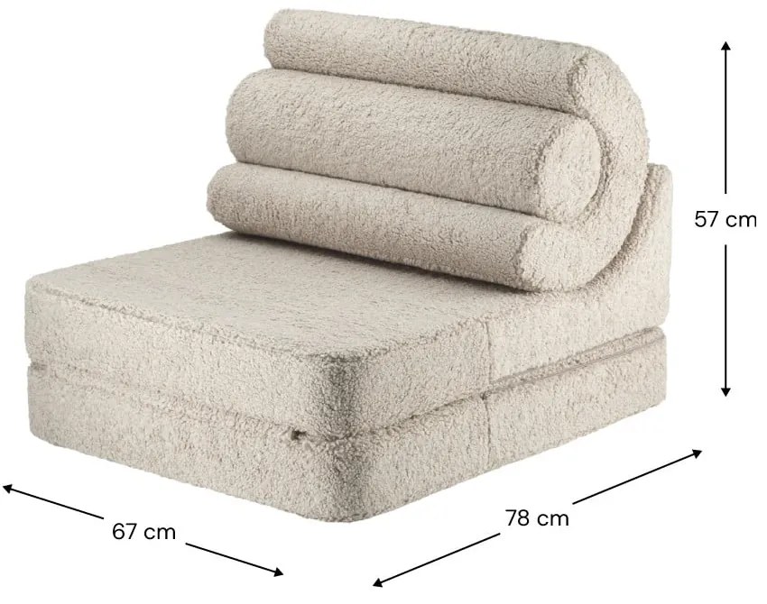 Jasnobrązowy fotel dziecięcy z materiału bouclé Flipster – Wigiwama