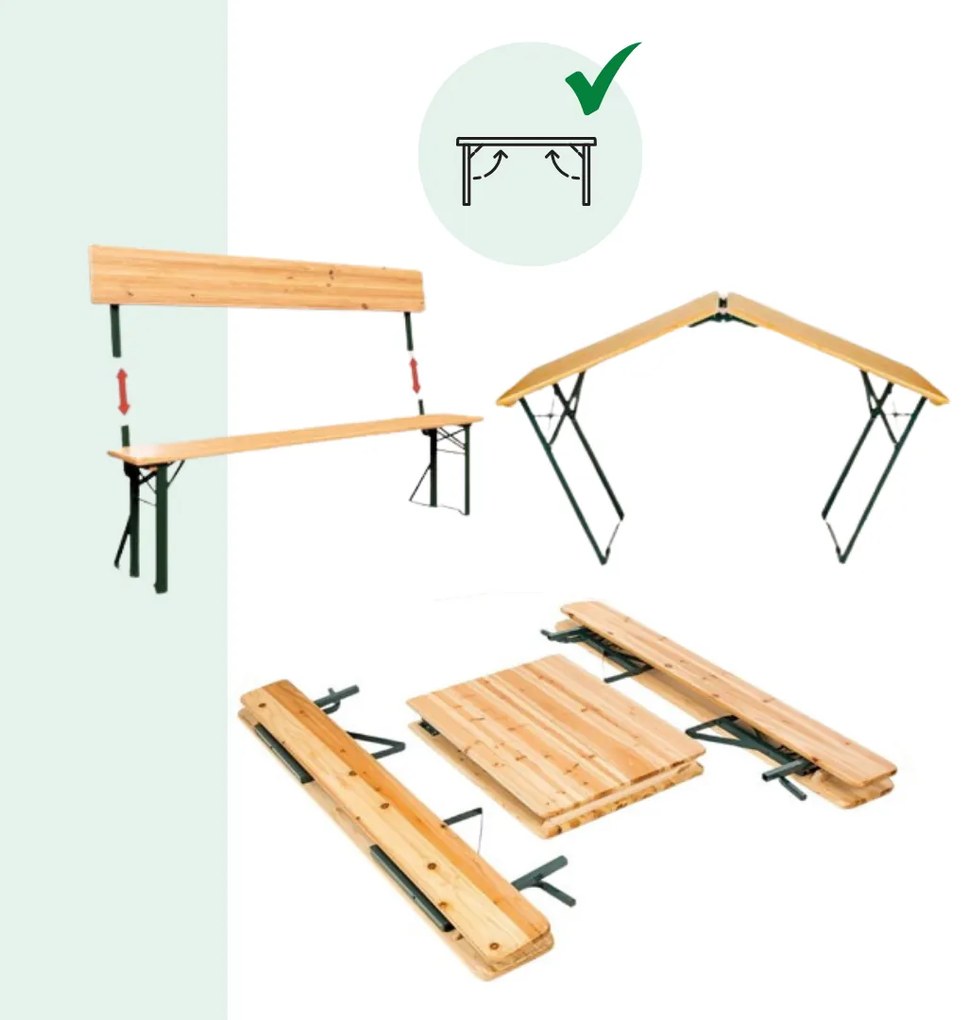 Zestaw piwny PRAKTIK z oparciami, 170cm, brązowa Jurhan