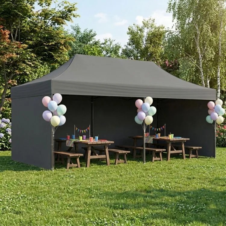 Pawilon ogrodowy 6x3 m szary FGC4 - namiot eventowy automatyczny, regulowana wysokość