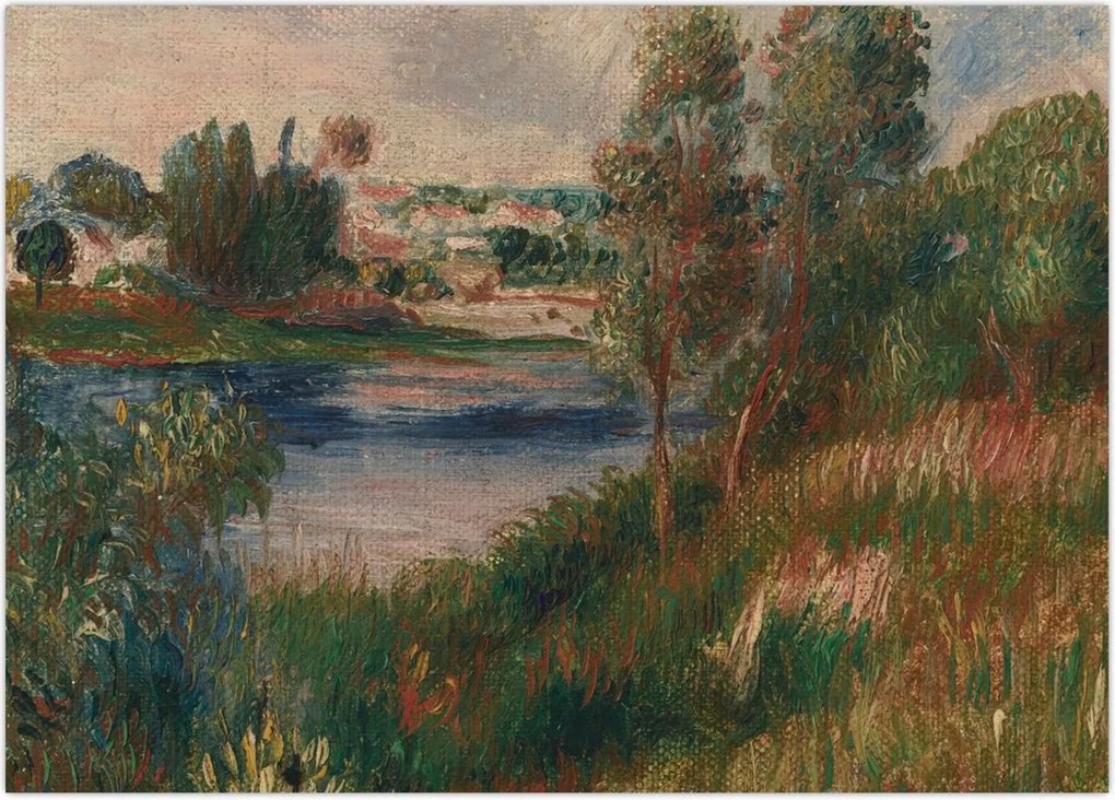 Obraz na szkle - Auguste Renoir, Landscape at Vetheuil, reprodukcje (70x50 cm)