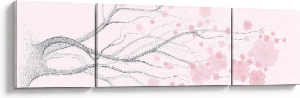 Obraz - Różowe kwiaty (170x50 cm)