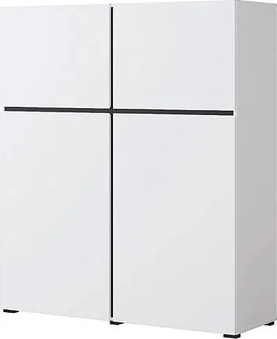 Komoda wysoka CROSS 4D 119cm biała/czarna