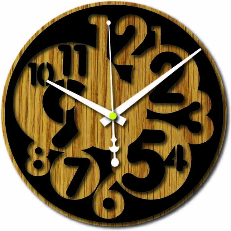 Sentop - Nowoczesny zegar ścienny numer HDKF019 MDF dąb - czarny
