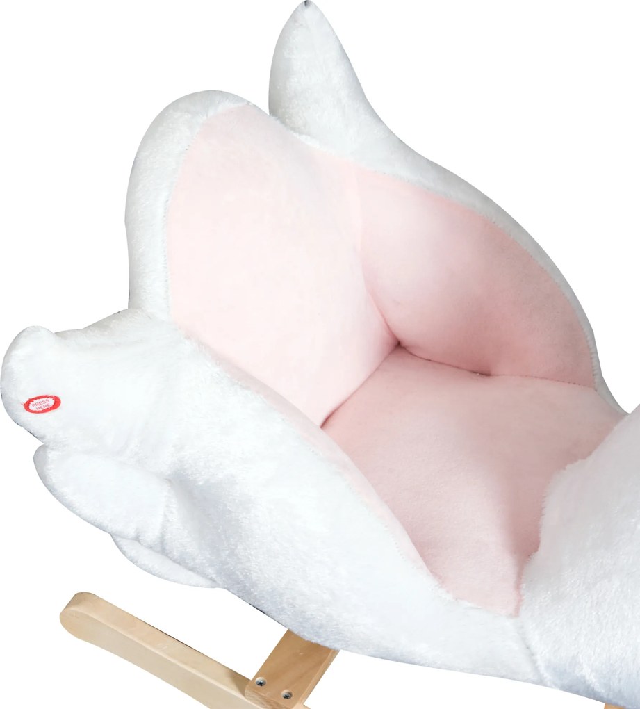 HOMCOM Koń na biegunach dla dzieci zwierzak na biegunach dla małych dzieci łabędź od 18 miesięcy plusz różowy+biały