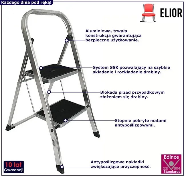 Aluminiowa drabina dwustopniowa - Valano 3X