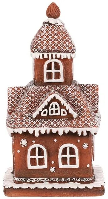 Dekoracja świąteczna Domek z piernika, polyresin, LED, brązowy