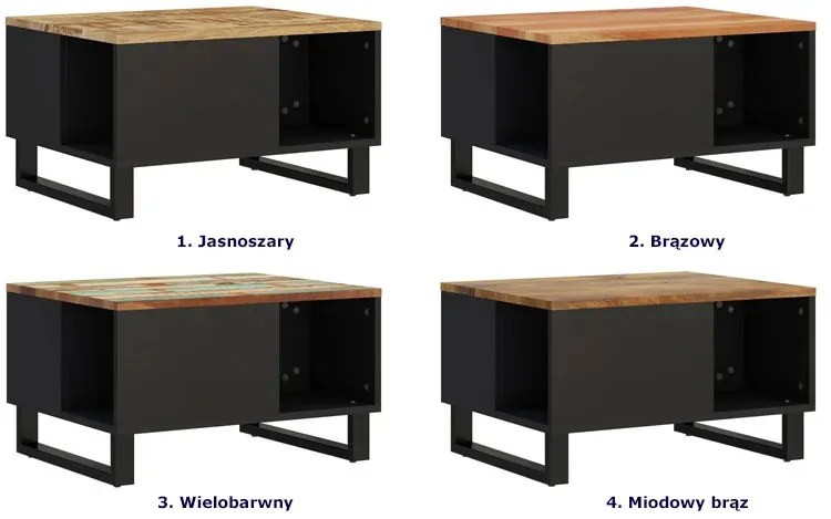 Stolik kawowy w stylu loft z drewnianym blatem jasnobrązowy - Tanaf