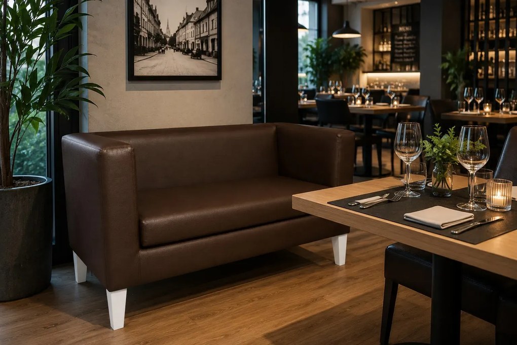 Sofa Monaco : Kolor nogi - Drewno, Kolor tkaniny - EKO-SKÓRA - 2D, Typ tkaniny - Eko-skóra , Wysokość nogi - 20 cm
