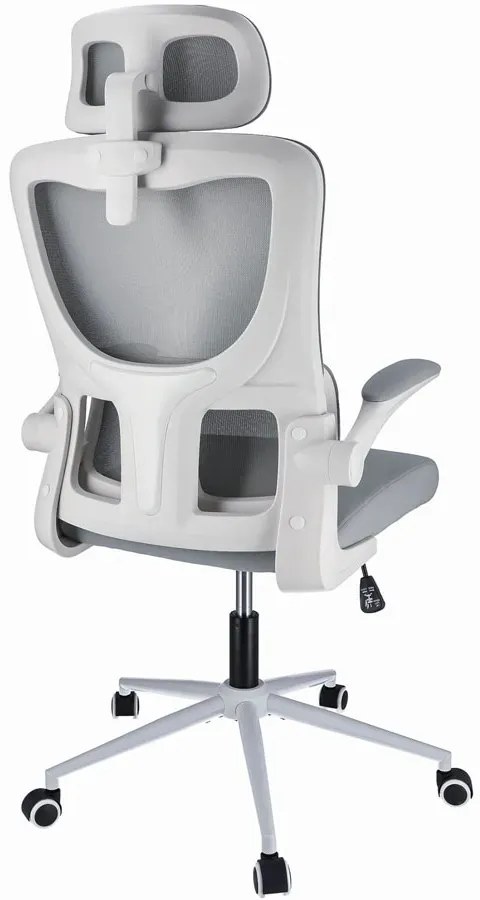 Szare regulowane krzesło biurowe z zagłówkiem W3-R59