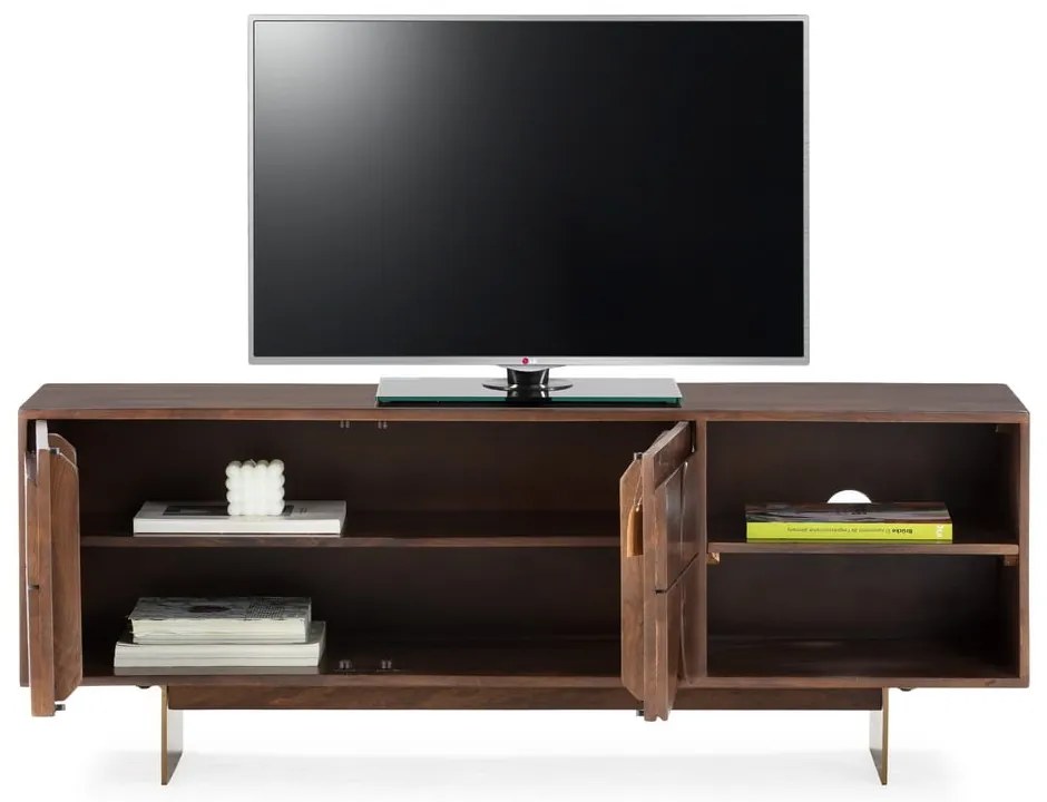 Brązowa szafka pod TV z litego drewna mango 145x55x40 cm Trisha – MOME