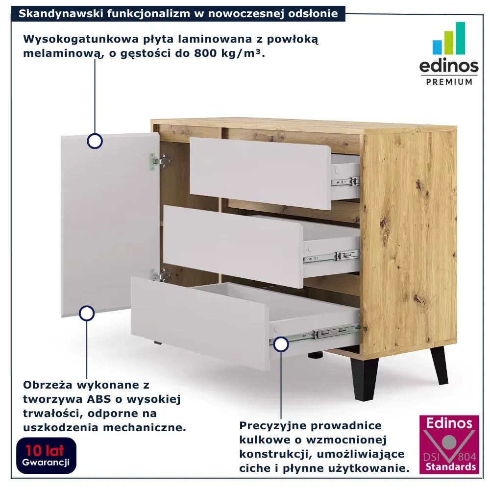 Duża komoda z szufladami i szafką dąb artisan + kaszmir T8-R85