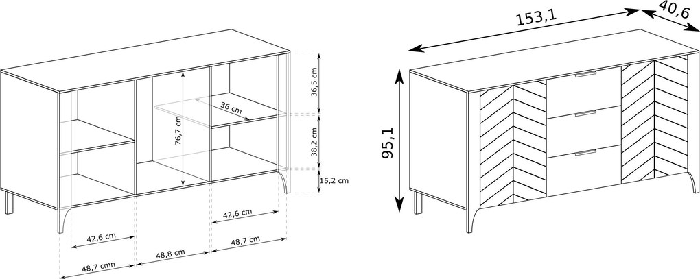 Komoda ALICANTE 153 cm do Salonu Sypialni Kaszmir