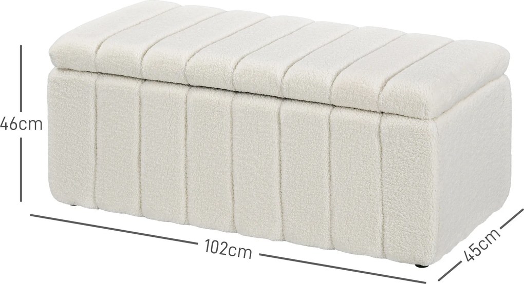 HOMCOM Tapicerowana ławka do sypialni z miejscem do przechowywania, wytrzymała do 120kg, 102x45x46cm, Kremowobiały