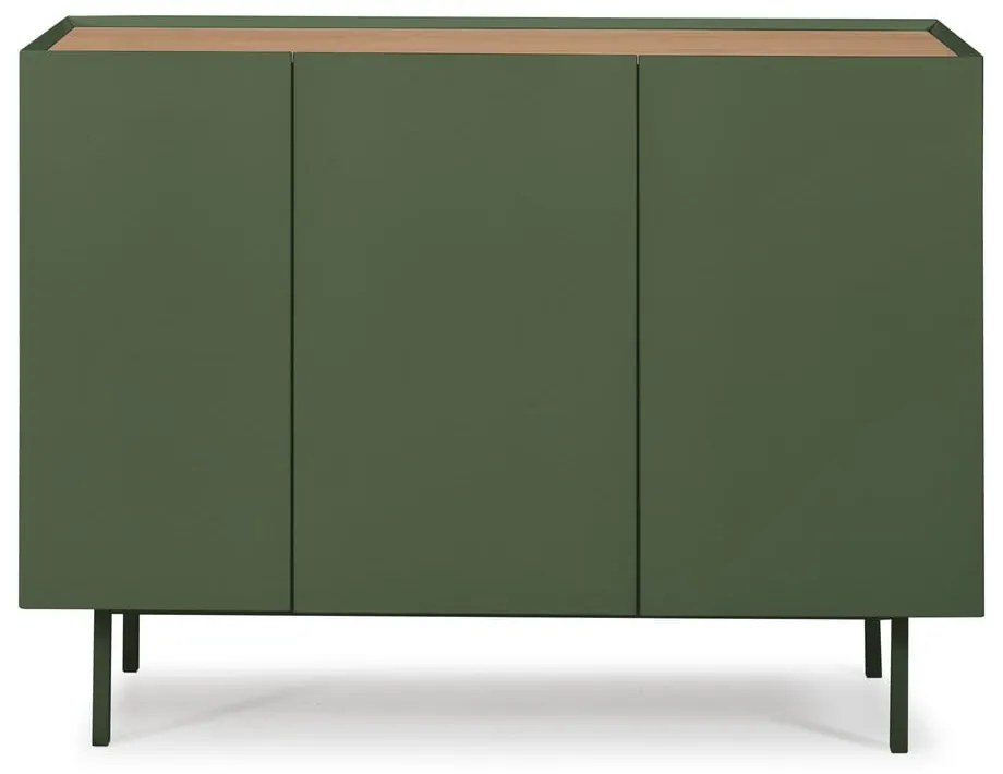 Zielona niska komoda w dekorze dębu 110x85 cm Arista – Teulat