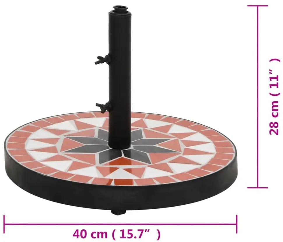 Okrągła ceramiczna podstawa do parasola terakota + biały - Clovis