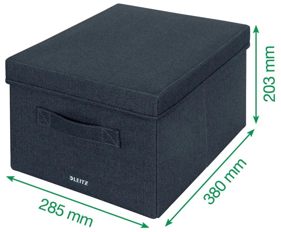 Ciemnoszare tekstylne pojemniki zestaw 2 szt. z pokrywką 28.5x38x20 cm – Leitz